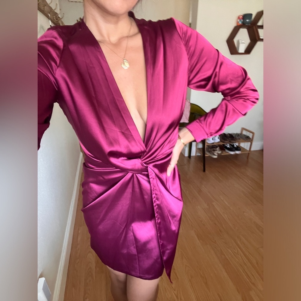 FASHION NOVA BURGUNDY/MAROON SILK DRESS